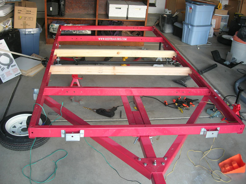 The frame with all crossmembers in place and the axle remounted
