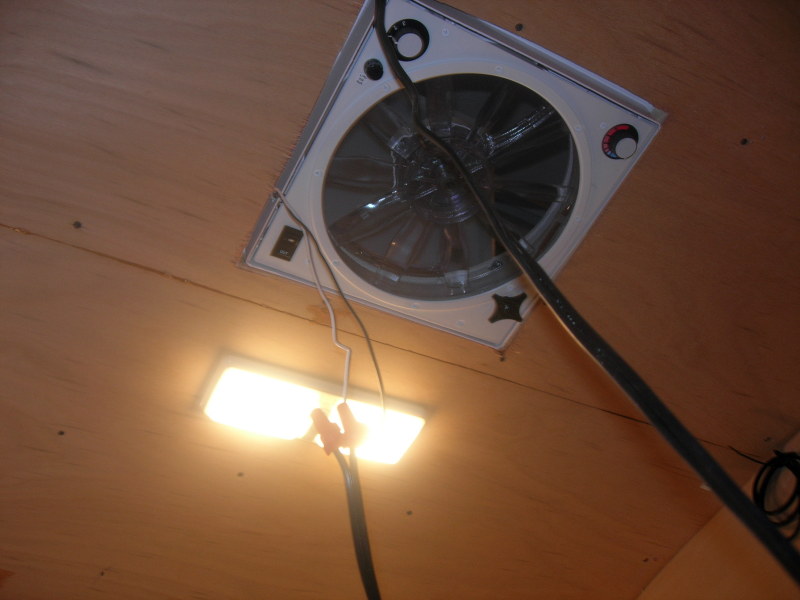 The vent fan running