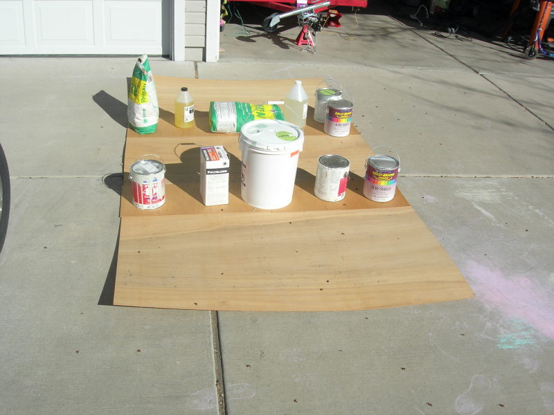 Three sheets of eighth-inch plywood glued end to end for the interior roof