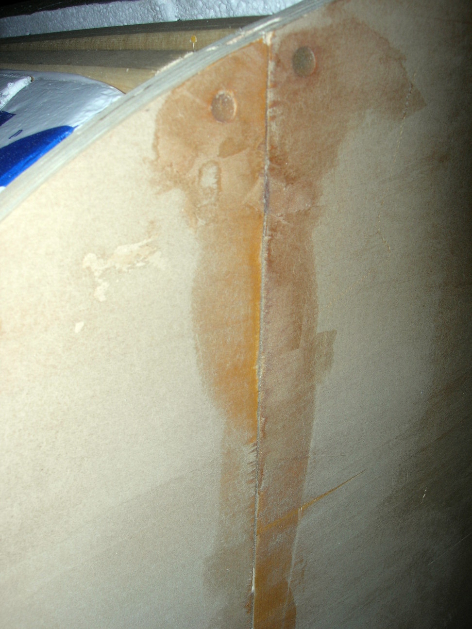 Holes and cracks filled with epoxy mixed with pine wood flour